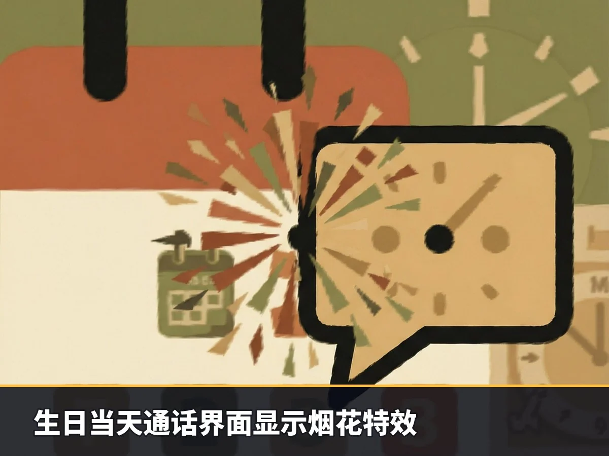 生日当天通话界面显示烟花特效