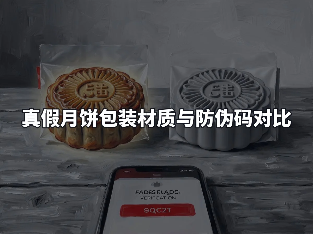 真假月饼包装材质与防伪码对比