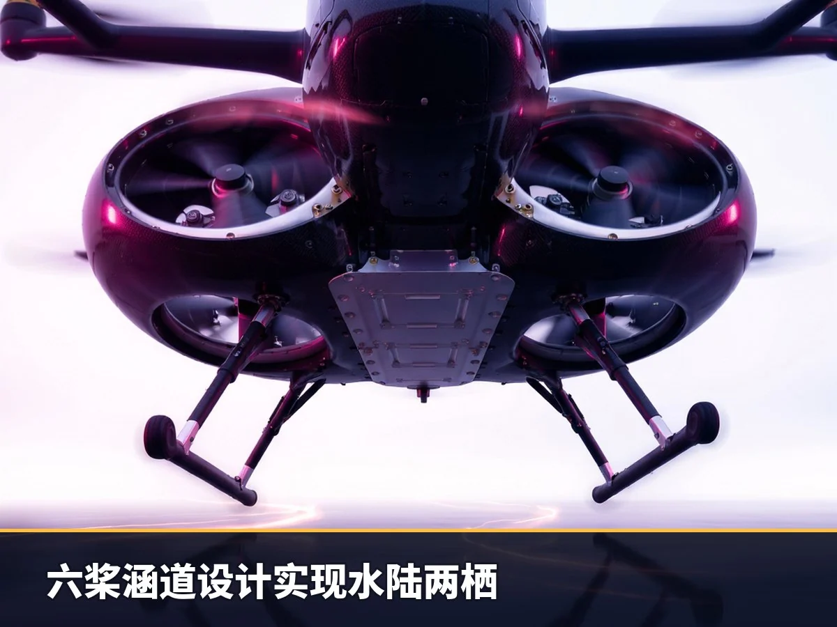六桨涵道设计实现水陆两栖