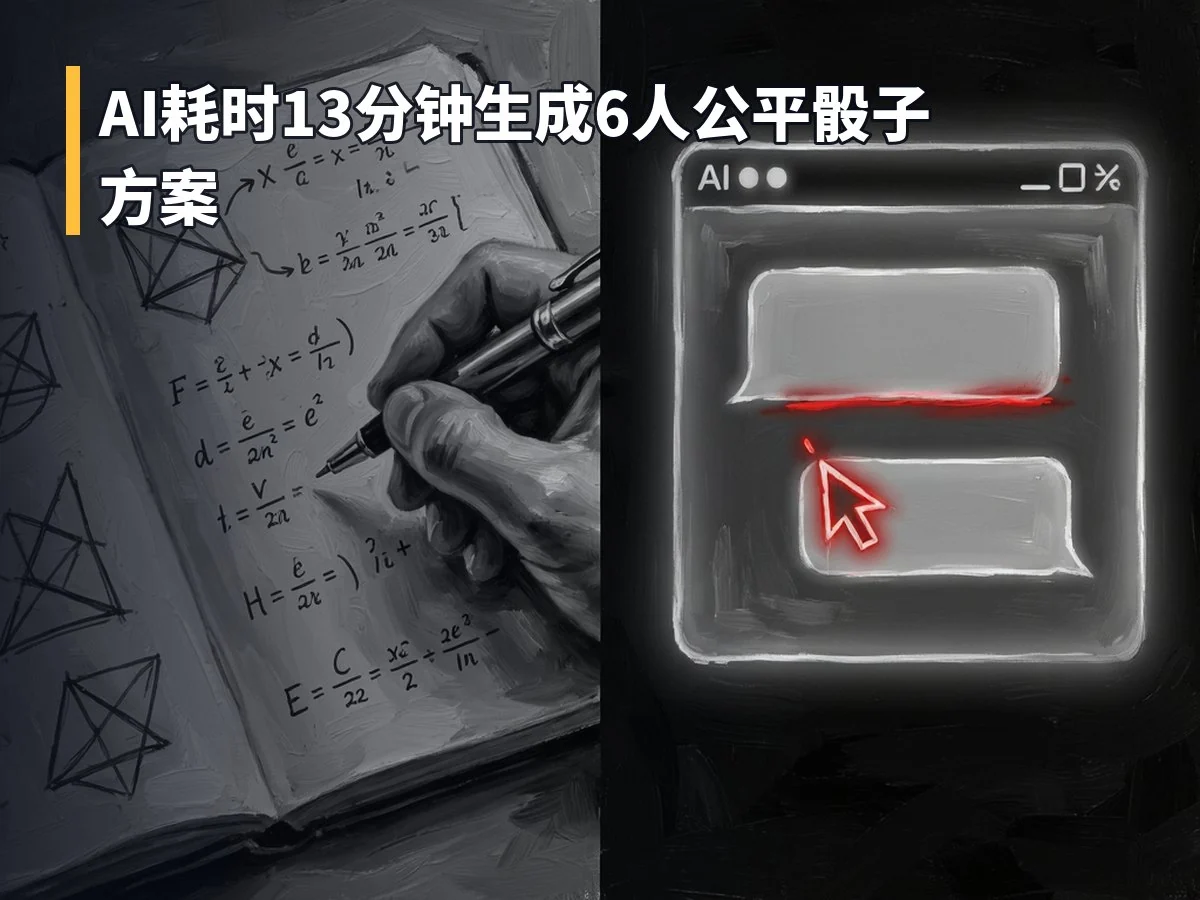 AI耗时13分钟生成6人公平骰子方案