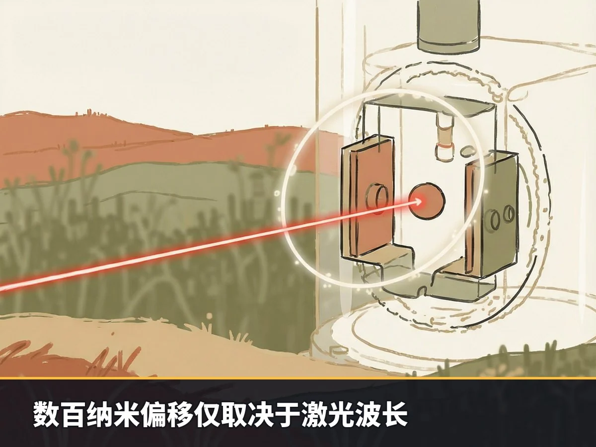 数百纳米偏移仅取决于激光波长