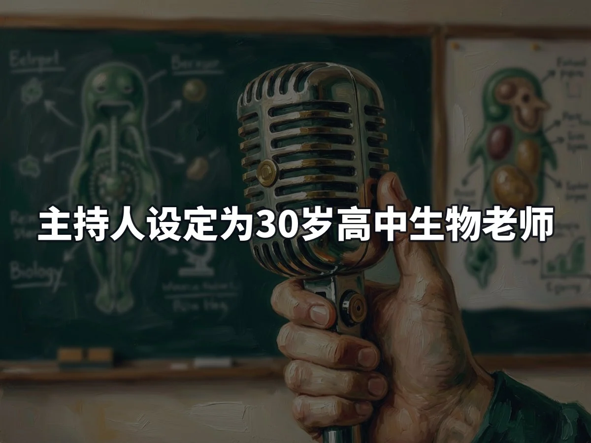 主持人设定为30岁高中生物老师