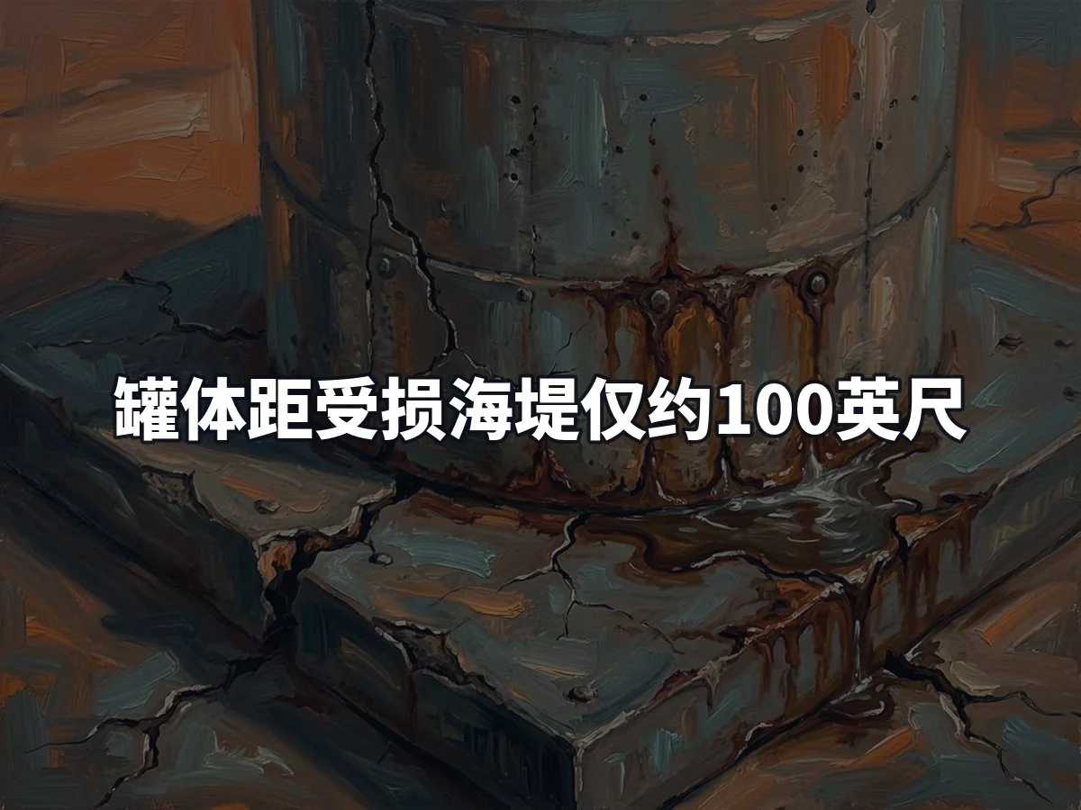 罐体距受损海堤仅约100英尺