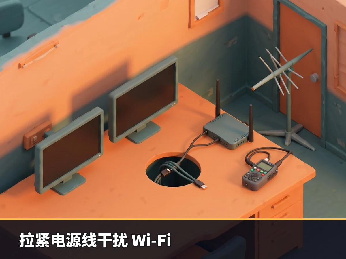 拉紧电源线干扰 Wi-Fi