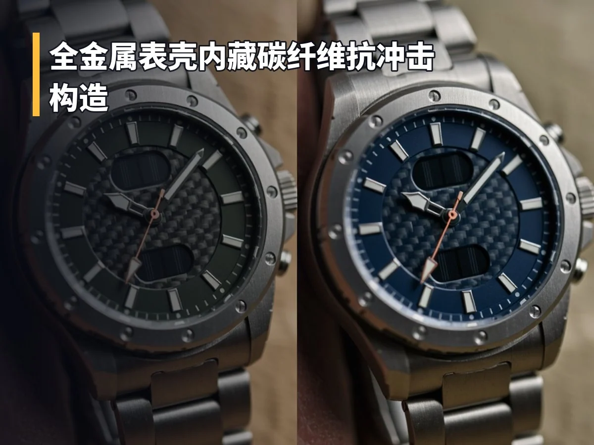 全金属表壳内藏碳纤维抗冲击构造