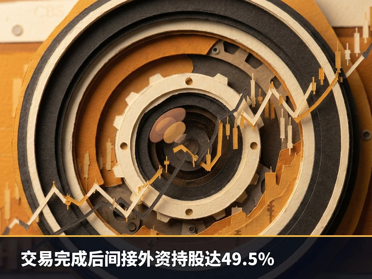 交易完成后间接外资持股达49.5%