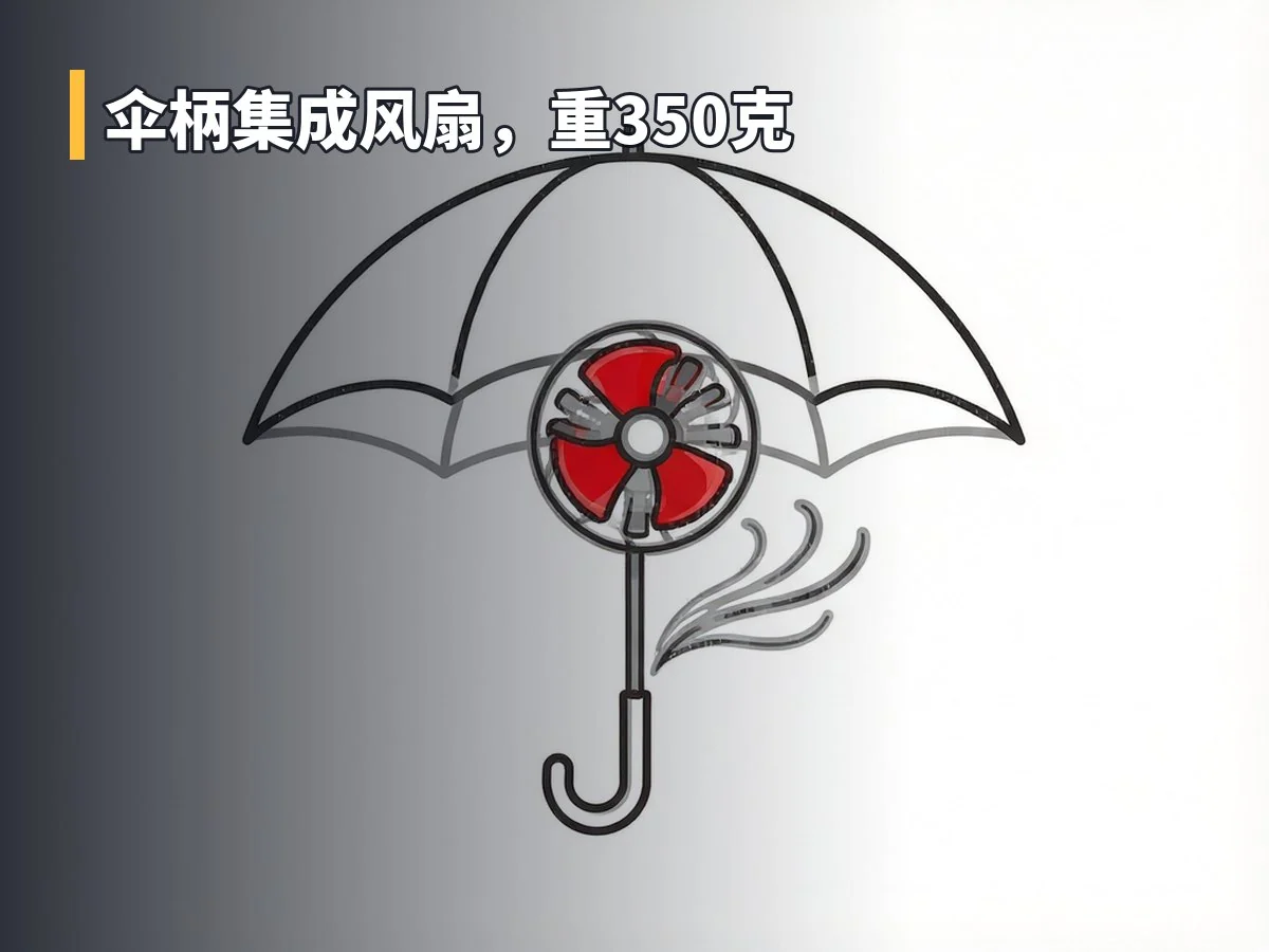 伞柄集成风扇,重350克