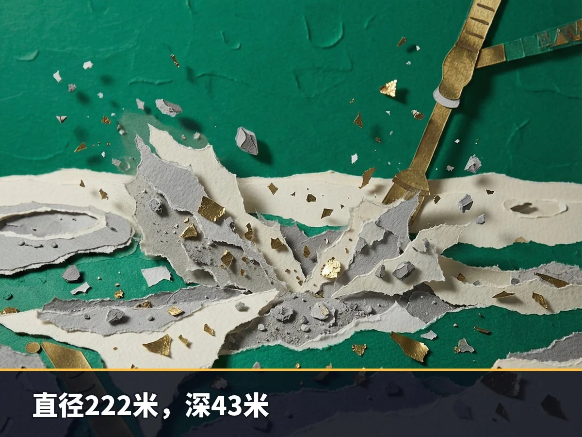 直径222米,深43米