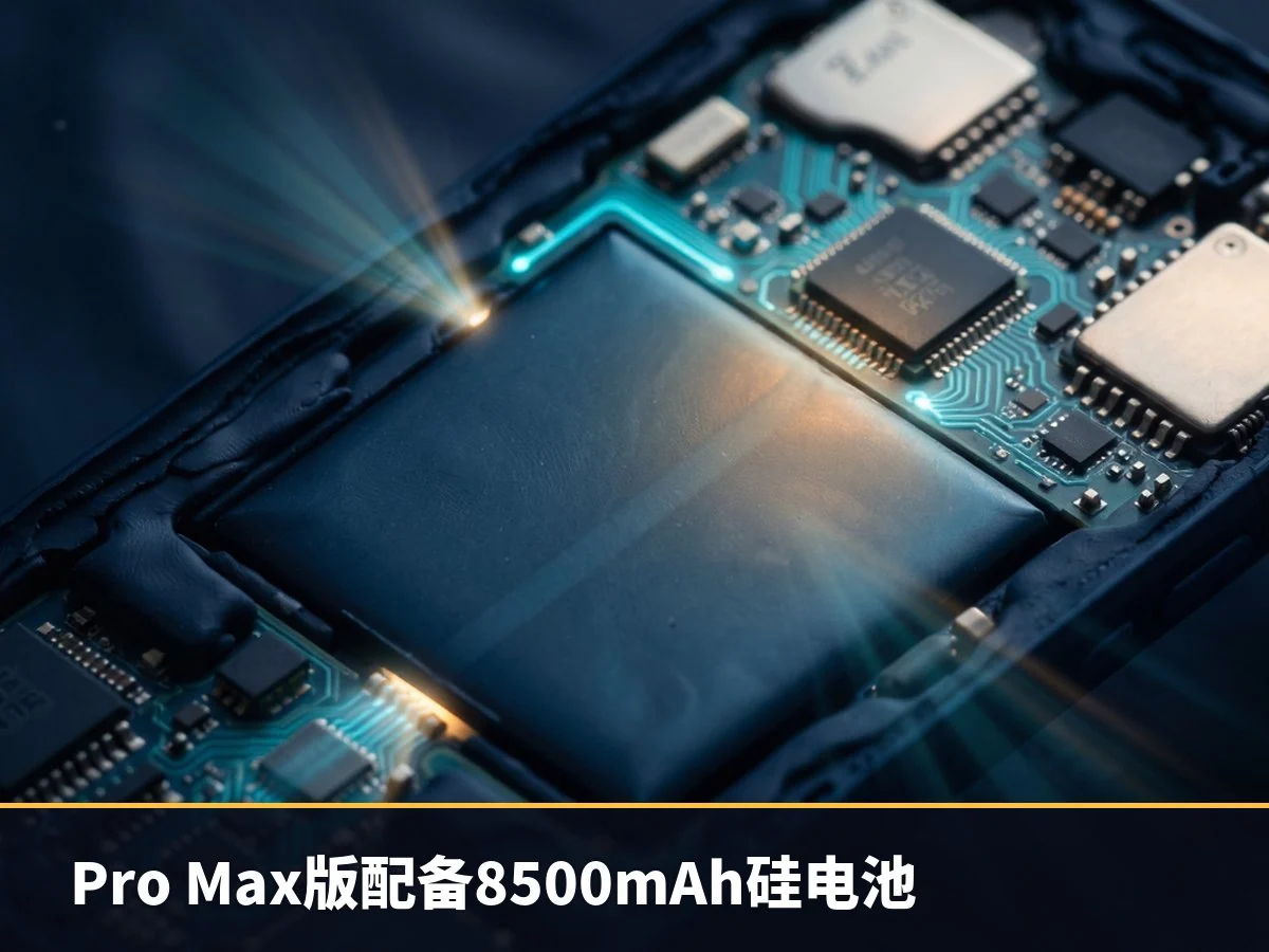 Pro Max版配备8500mAh硅电池