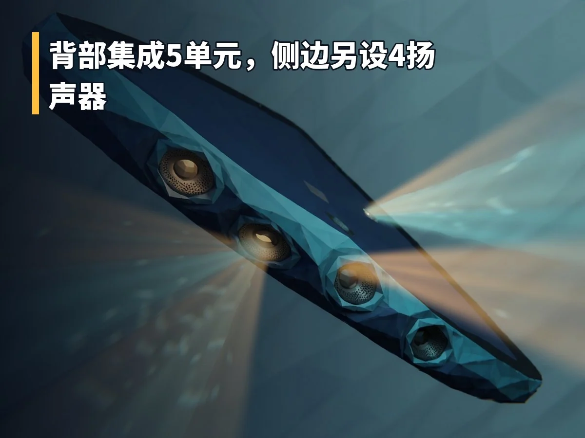 背部集成5单元，侧边另设4扬声器