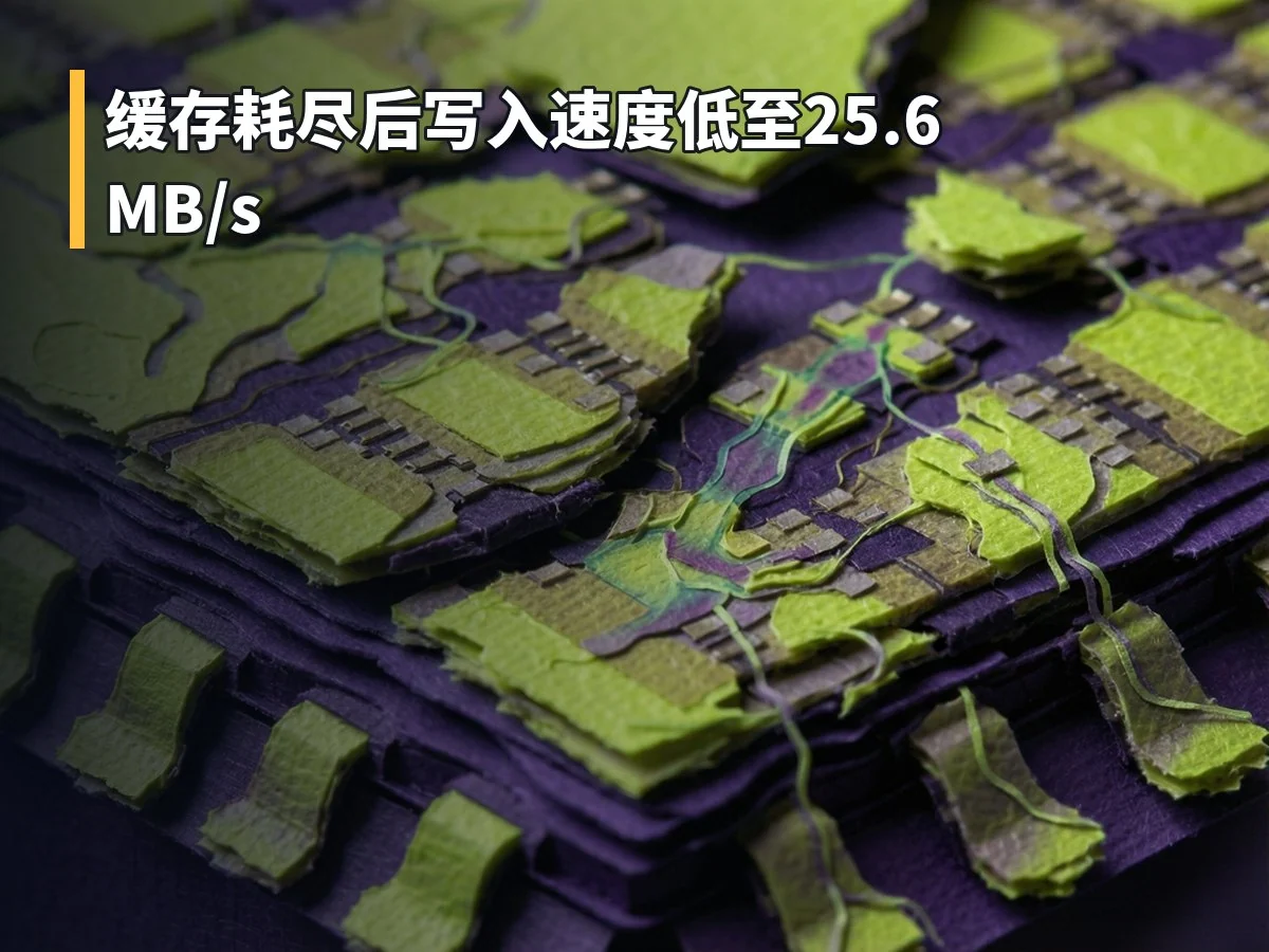 缓存耗尽后写入速度低至25.6MB/s