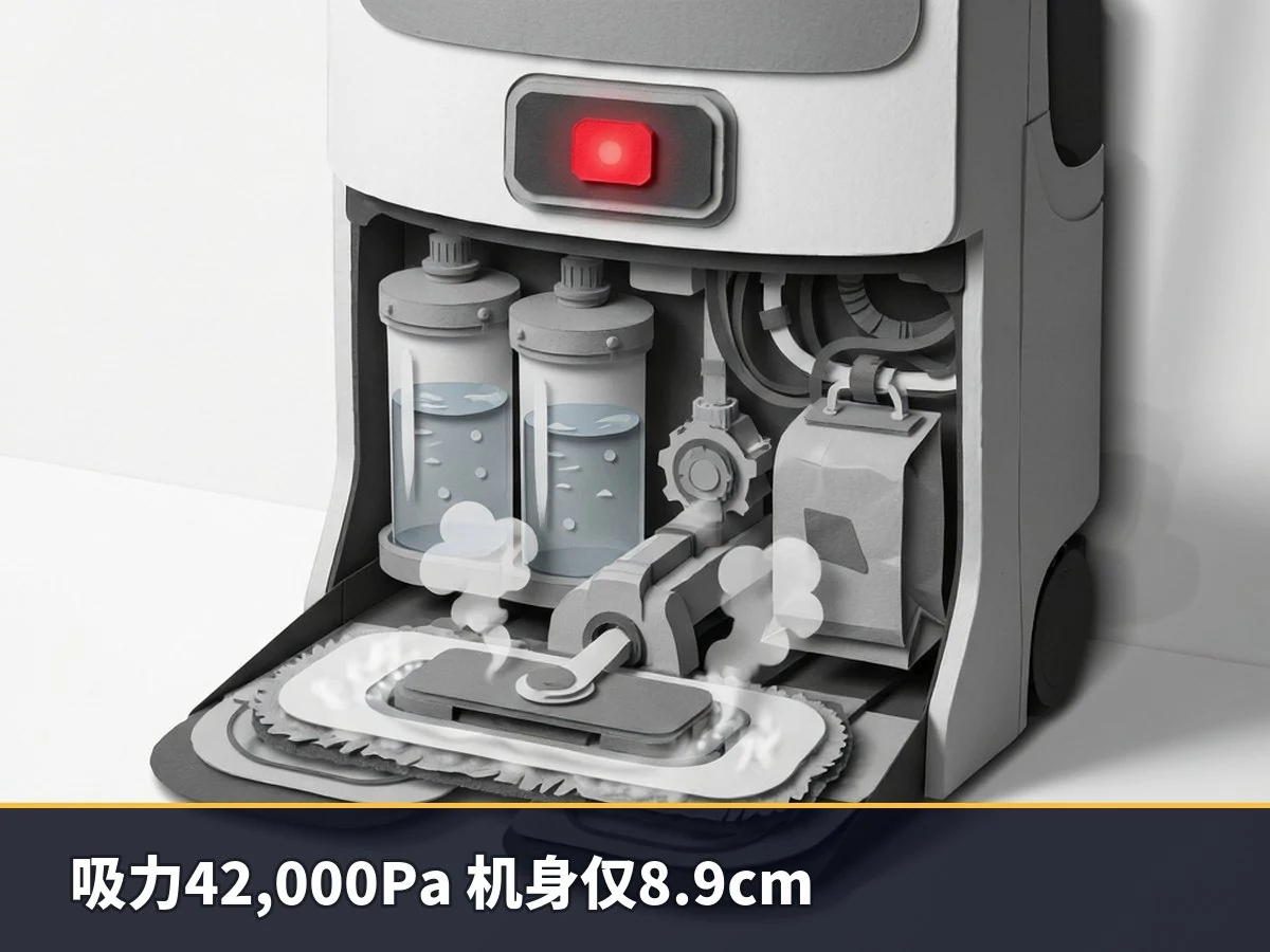 吸力42,000Pa 机身仅8.9cm