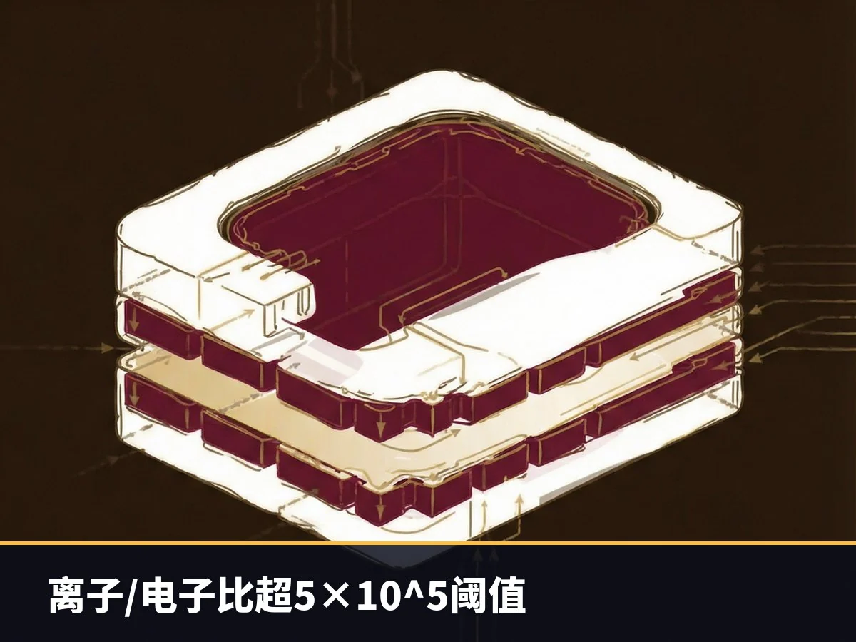 离子/电子比超5×10^5阈值