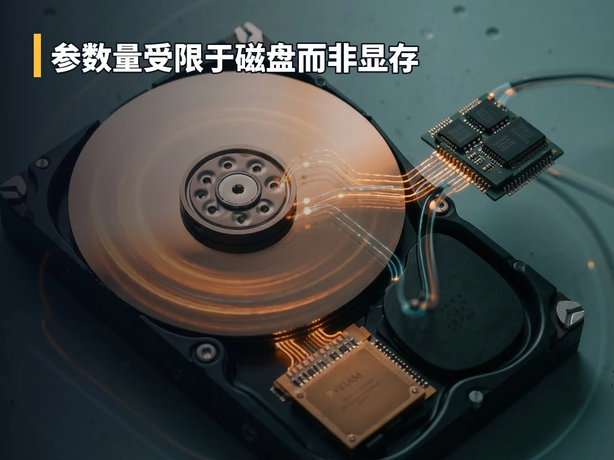 参数量受限于磁盘而非显存