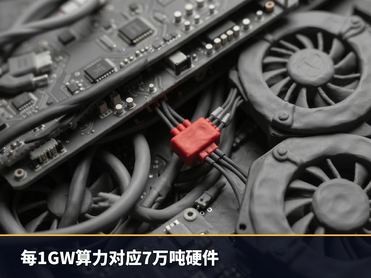 每1GW算力对应7万吨硬件