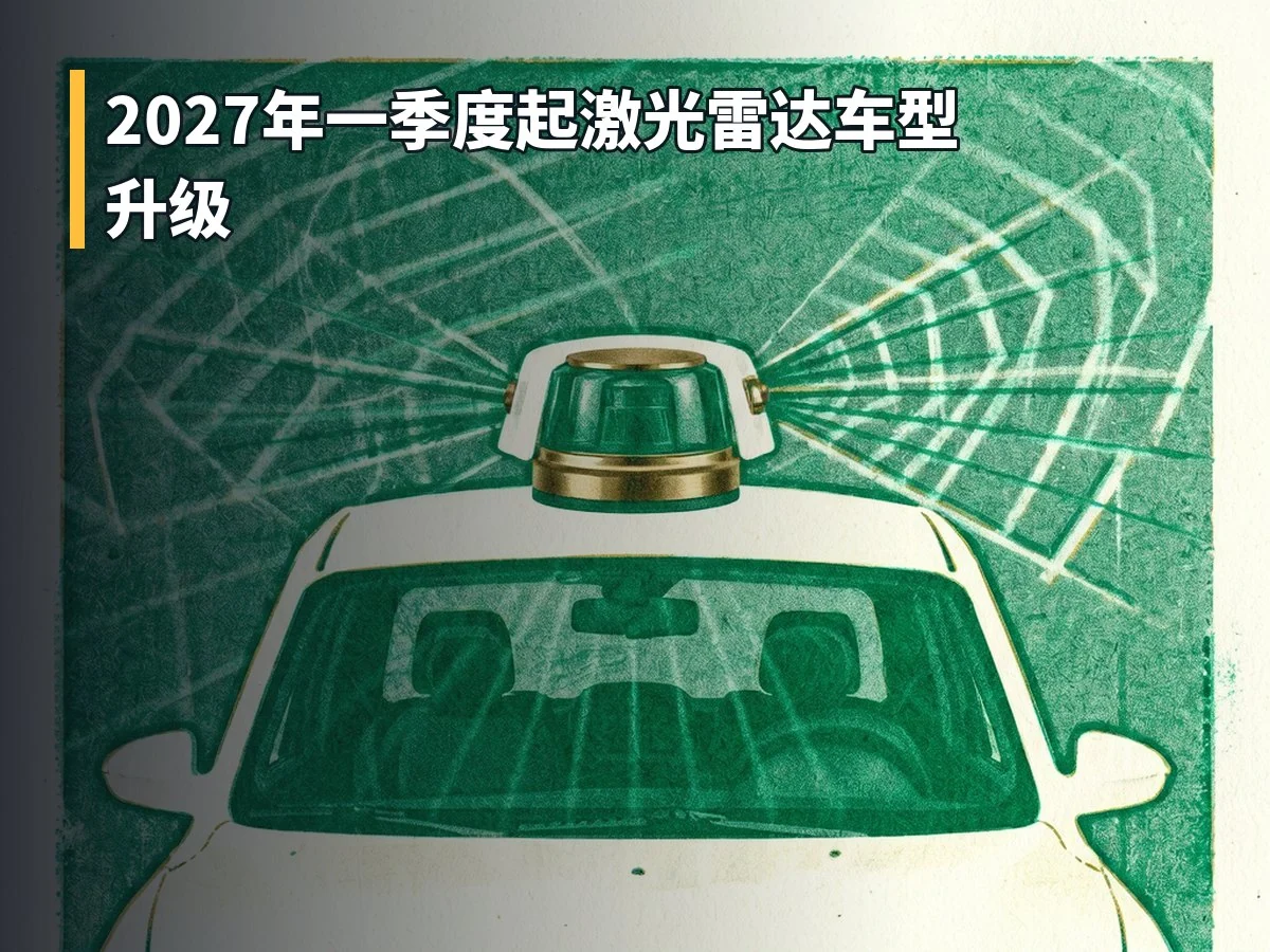 2027年一季度起激光雷达车型升级