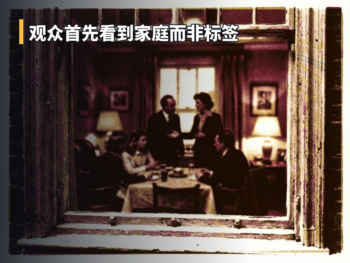 观众首先看到家庭而非标签