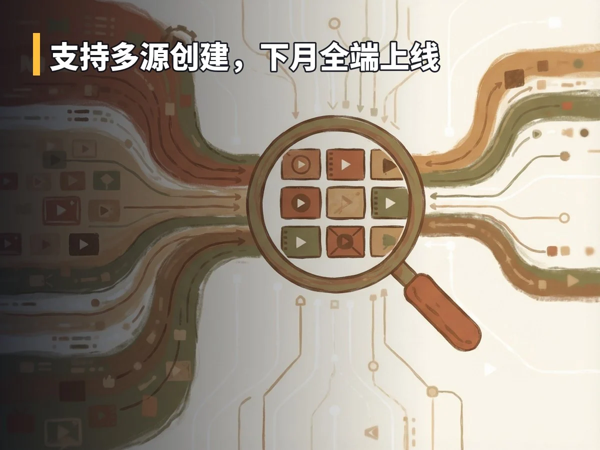 支持多源创建,下月全端上线