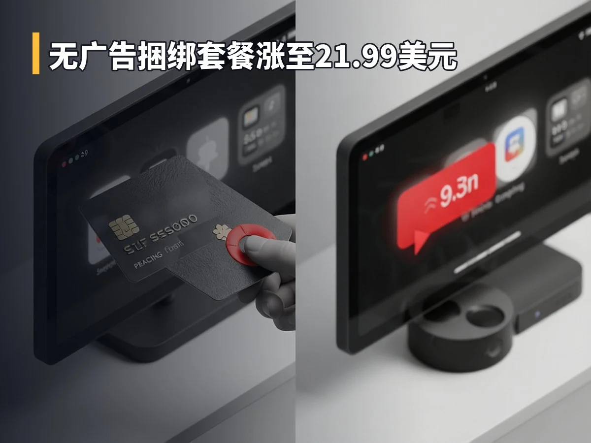 无广告捆绑套餐涨至21.99美元