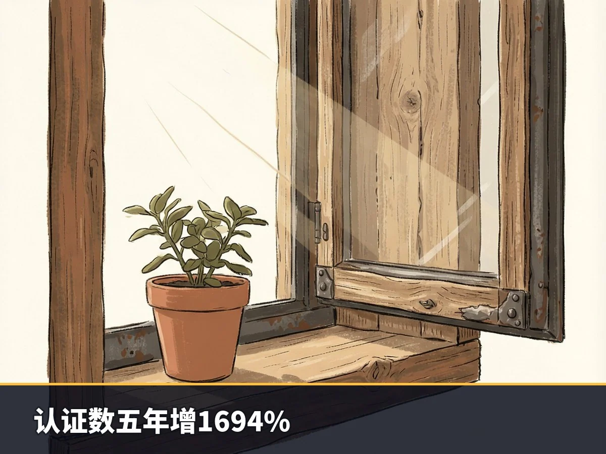 认证数五年增1694%