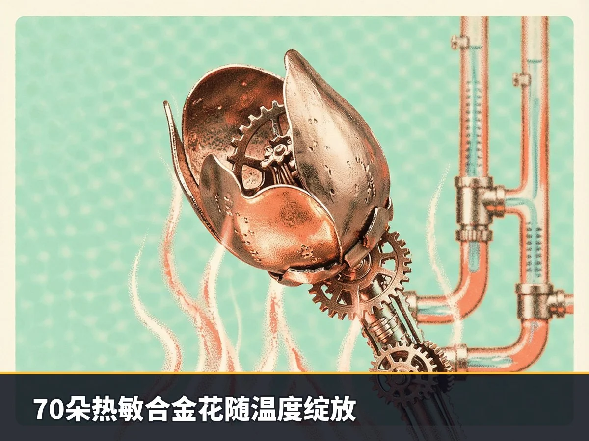 70朵热敏合金花随温度绽放