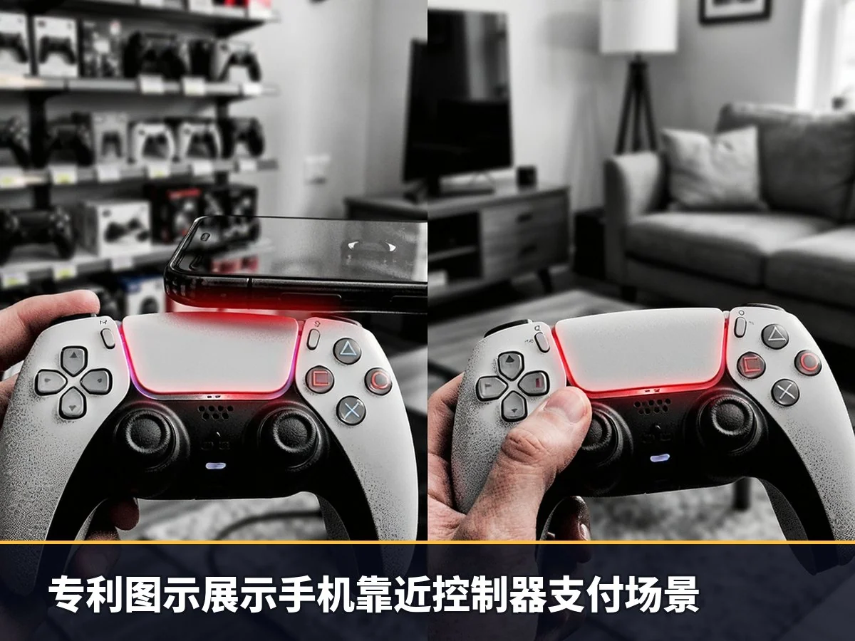 专利图示展示手机靠近控制器支付场景