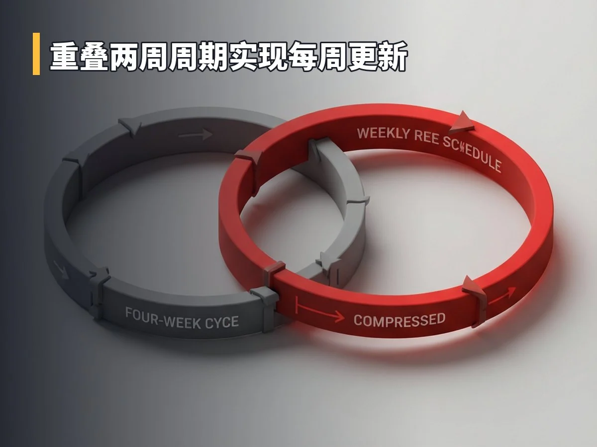 重叠两周周期实现每周更新