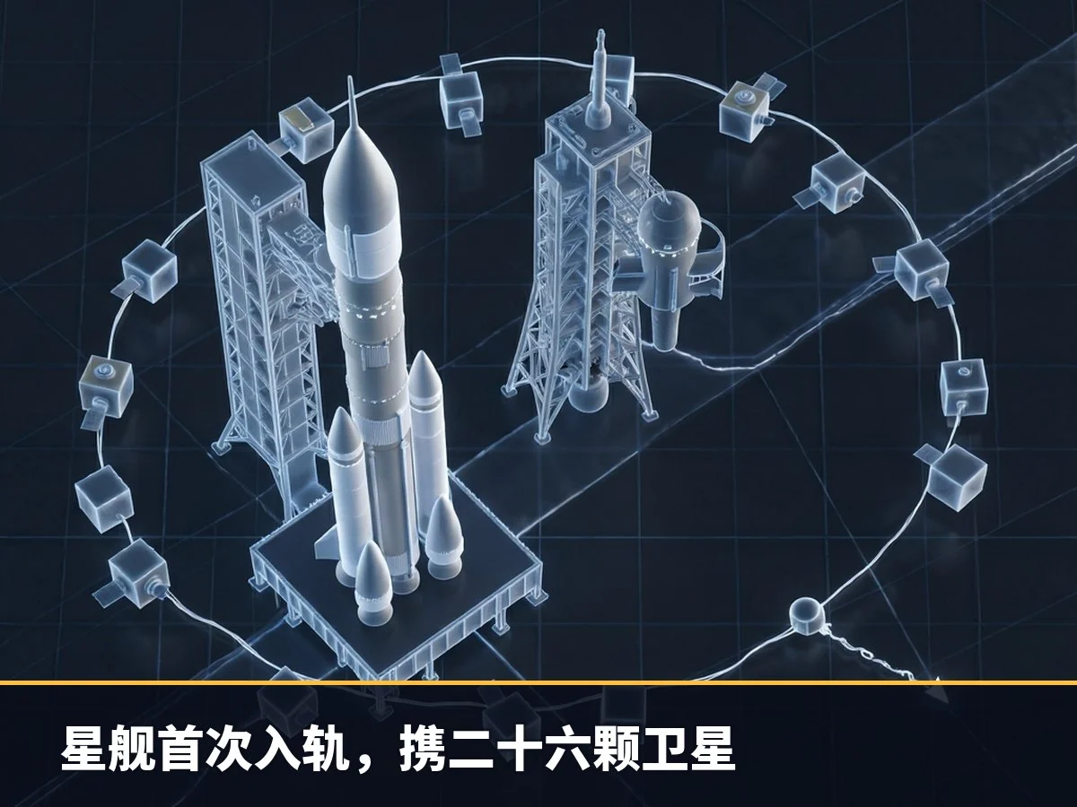 星舰首次入轨,携二十六颗卫星