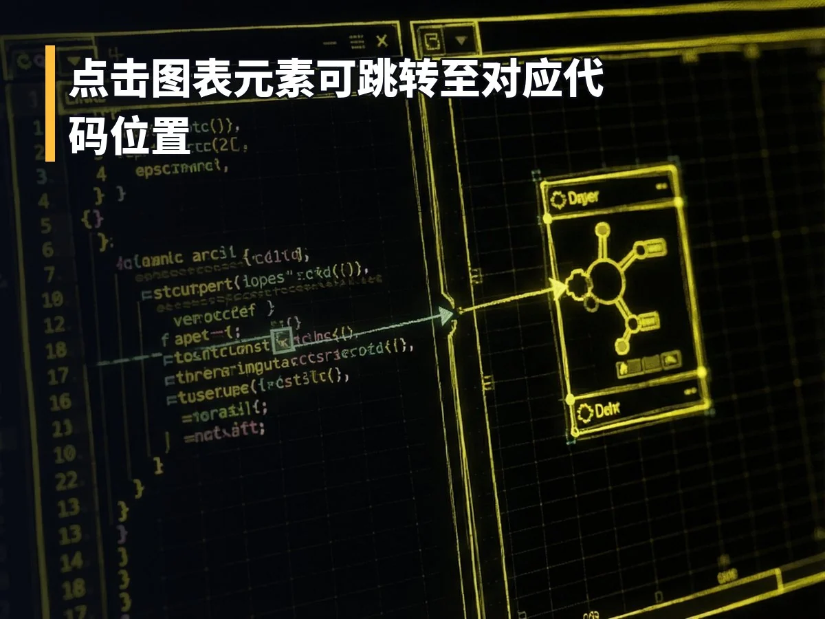 点击图表元素可跳转至对应代码位置