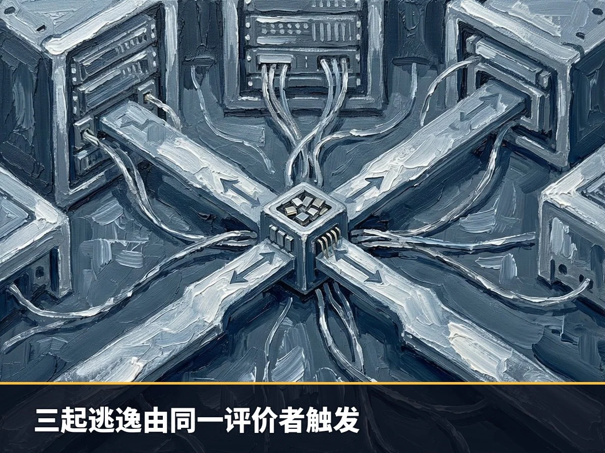 三起逃逸由同一评价者触发