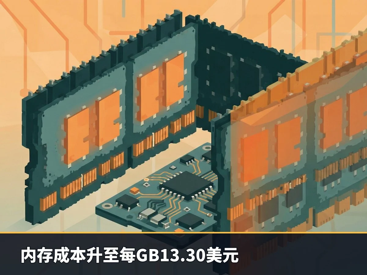内存成本升至每GB13.30美元