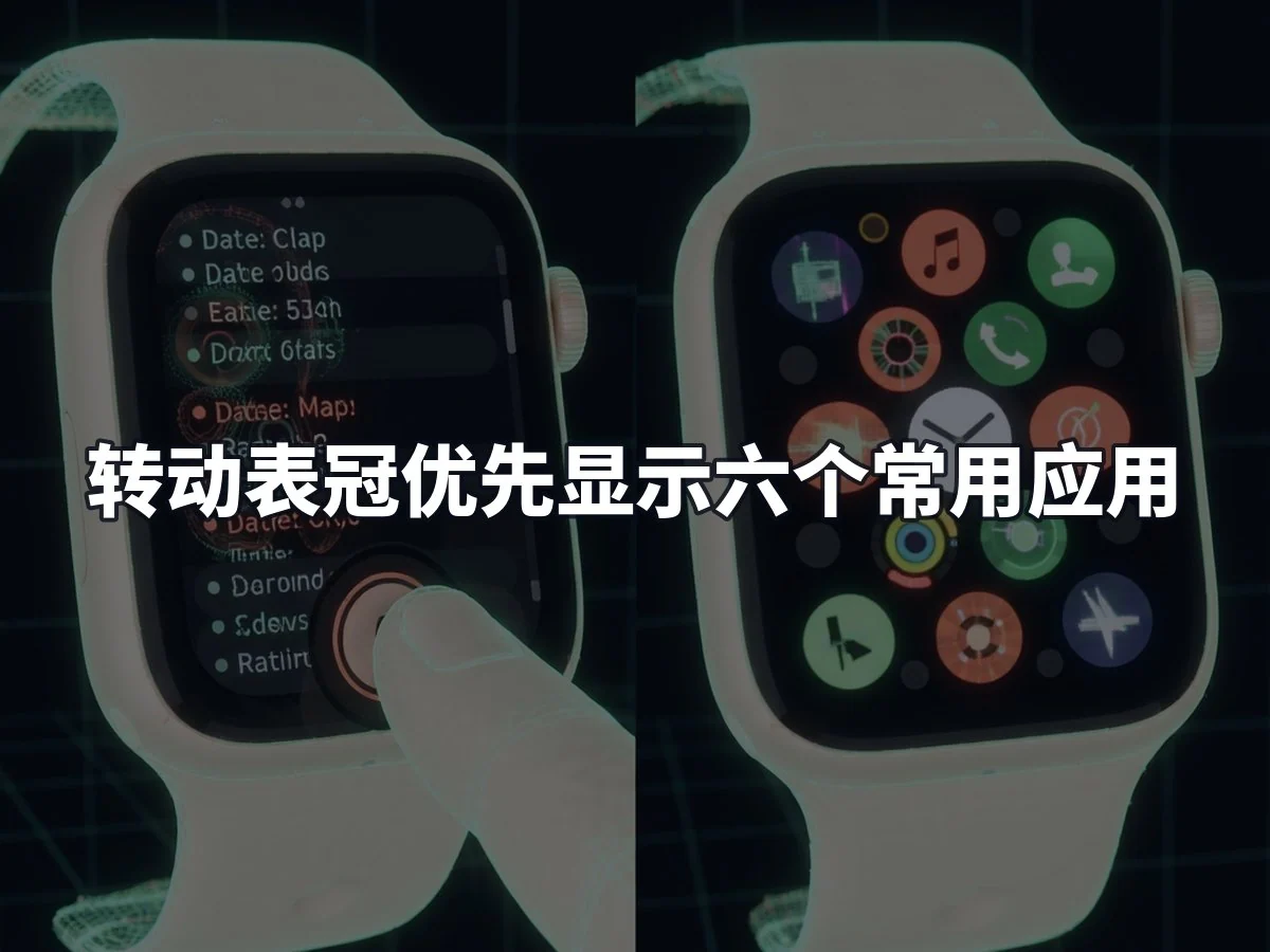 转动表冠优先显示六个常用应用