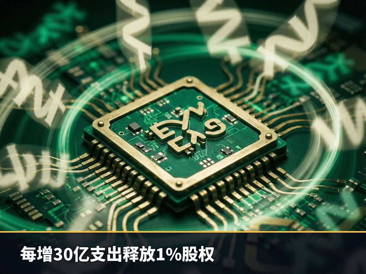 每增30亿支出释放1%股权
