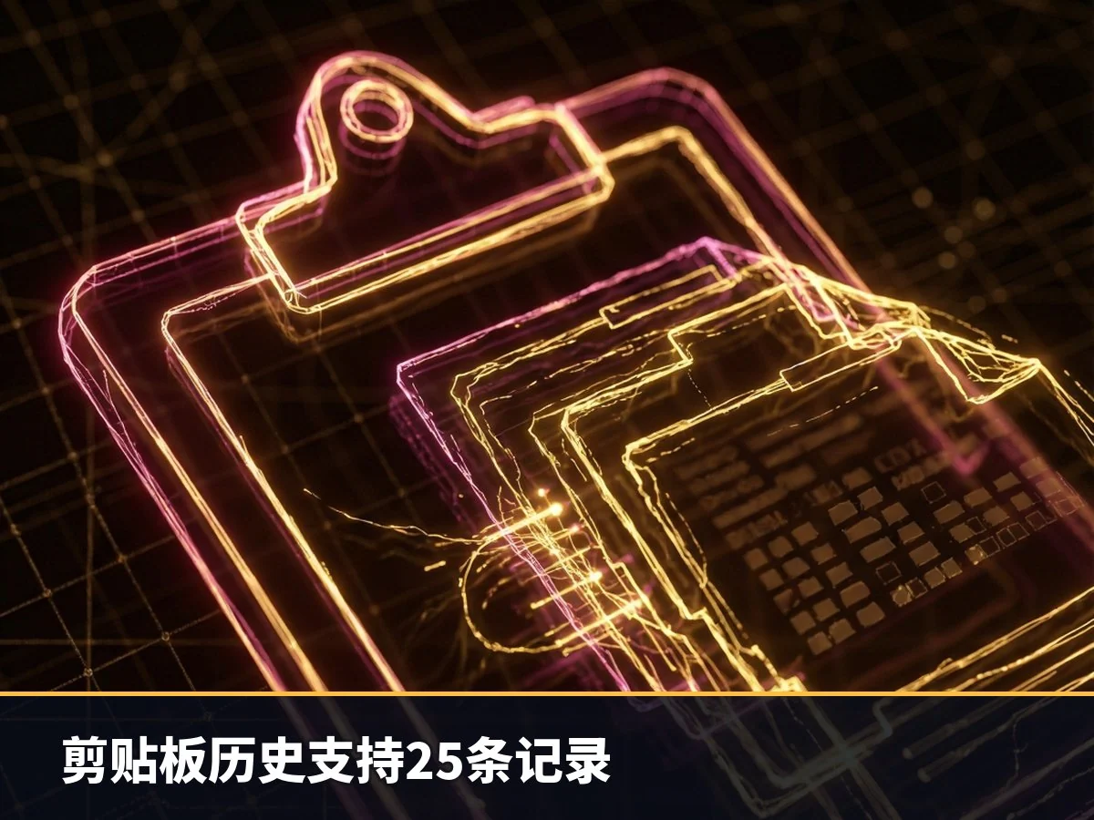 剪贴板历史支持25条记录