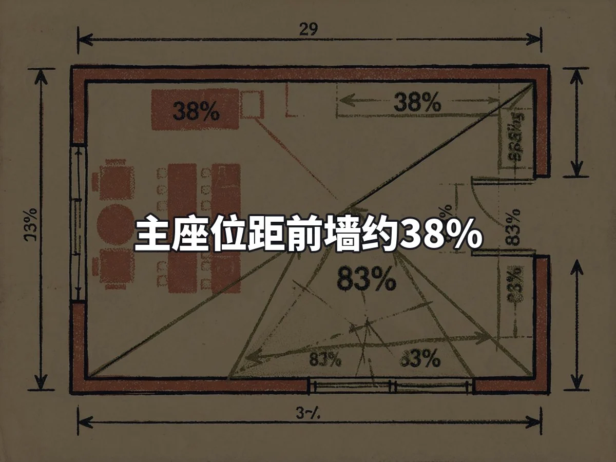 主座位距前墙约38%
