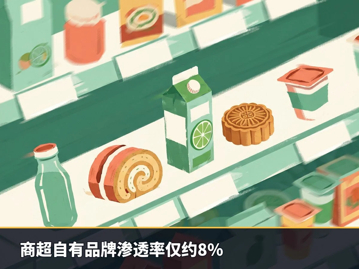 商超自有品牌渗透率仅约8%