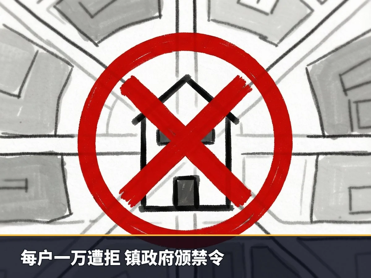 每户一万遭拒 镇政府颁禁令