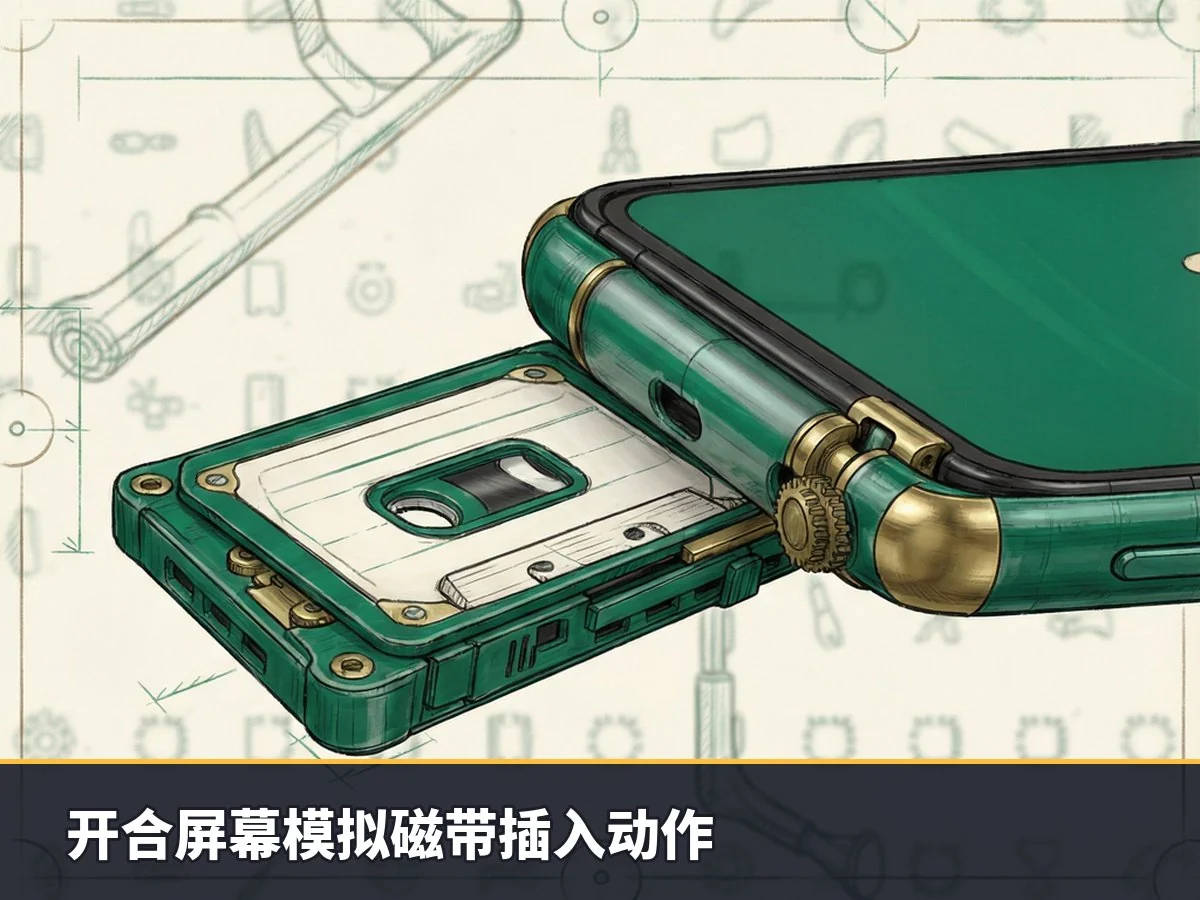开合屏幕模拟磁带插入动作