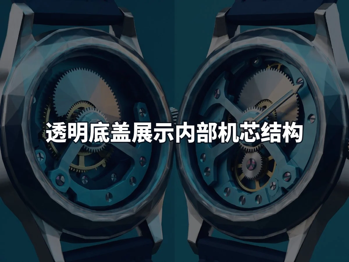 透明底盖展示内部机芯结构