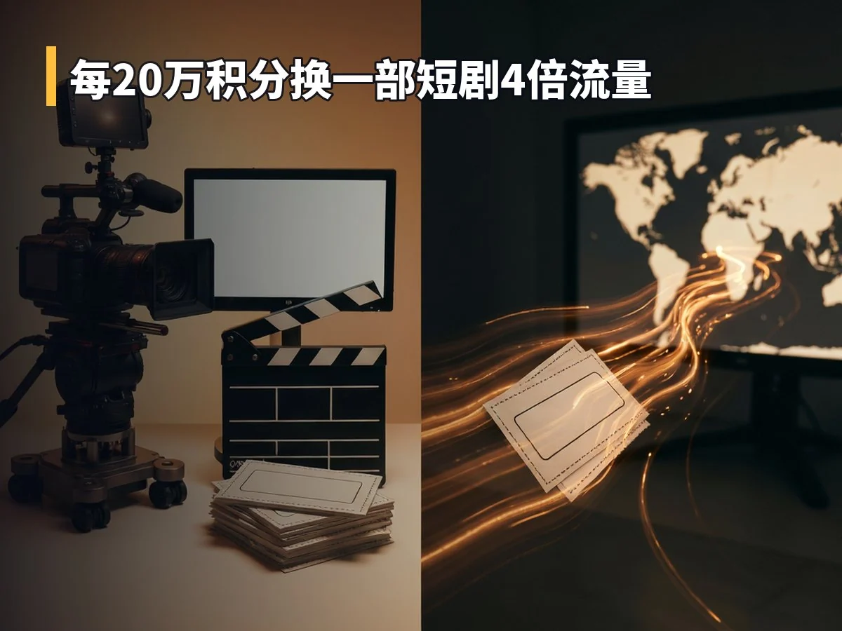 每20万积分换一部短剧4倍流量