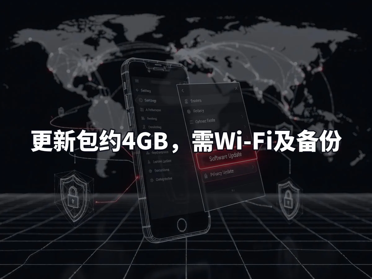 更新包约4GB,需Wi-Fi及备份