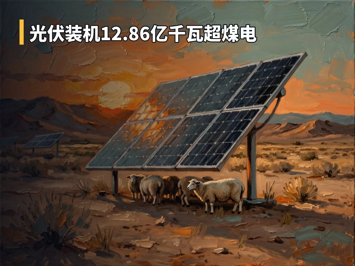 光伏装机12.86亿千瓦超煤电