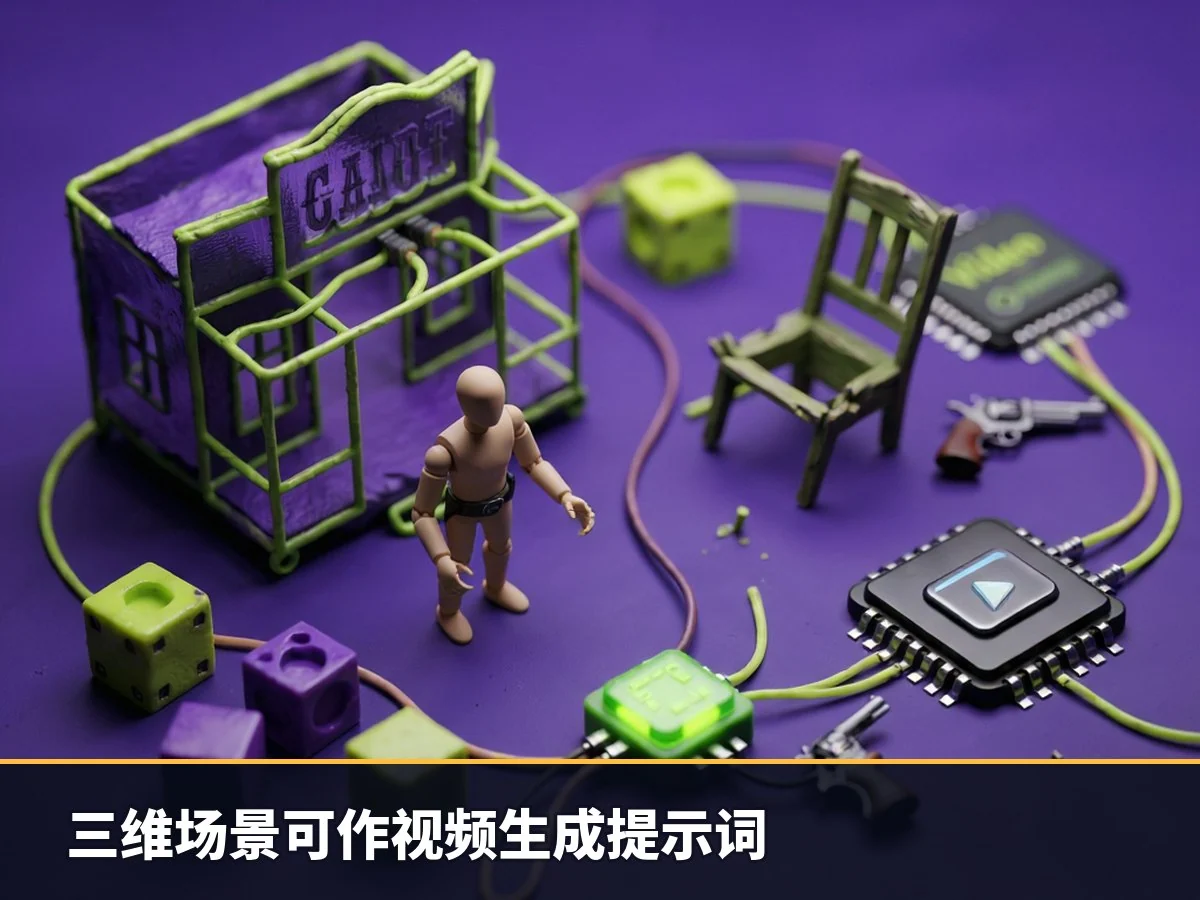 三维场景可作视频生成提示词