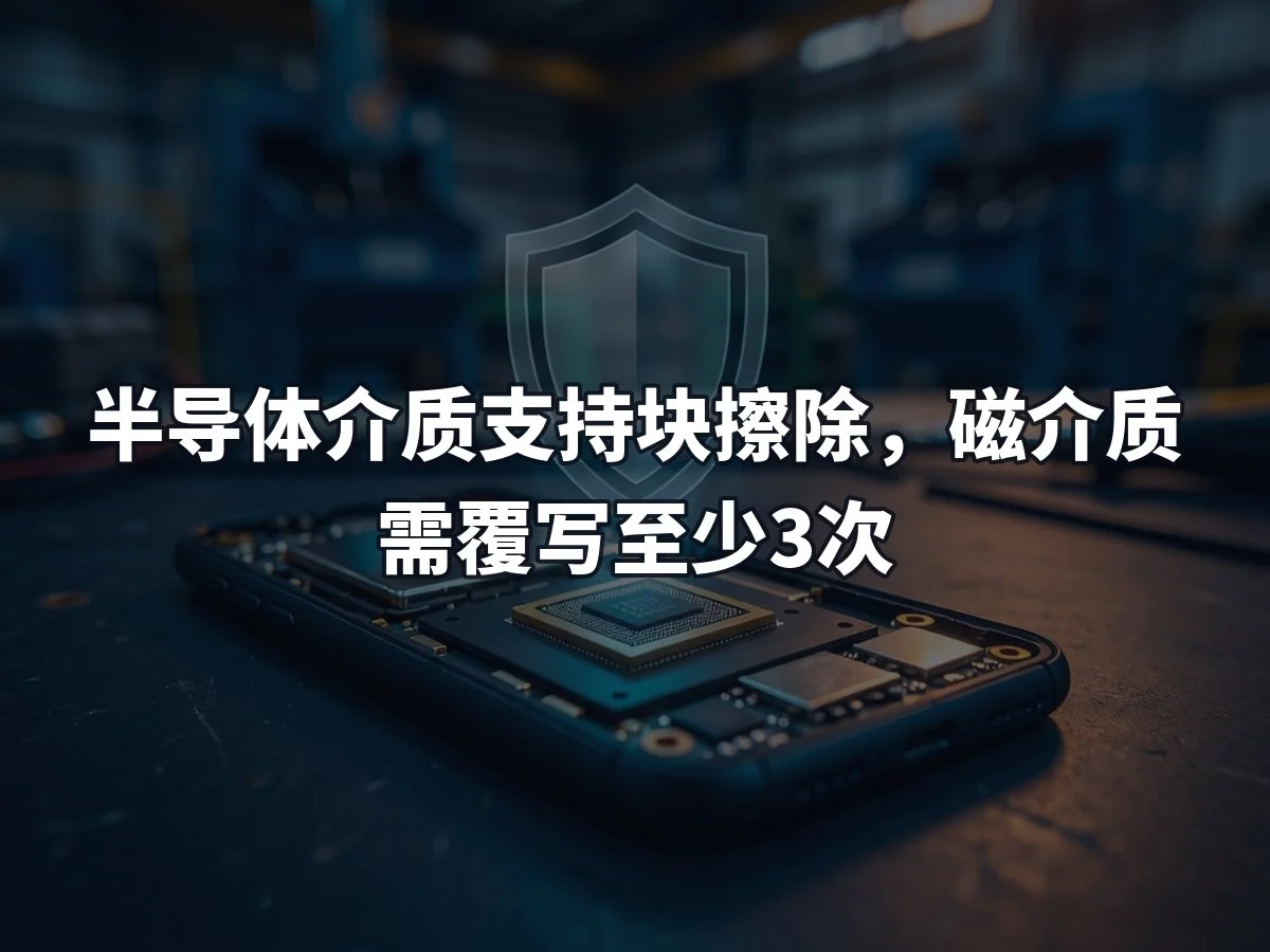 半导体介质支持块擦除，磁介质需覆写至少3次