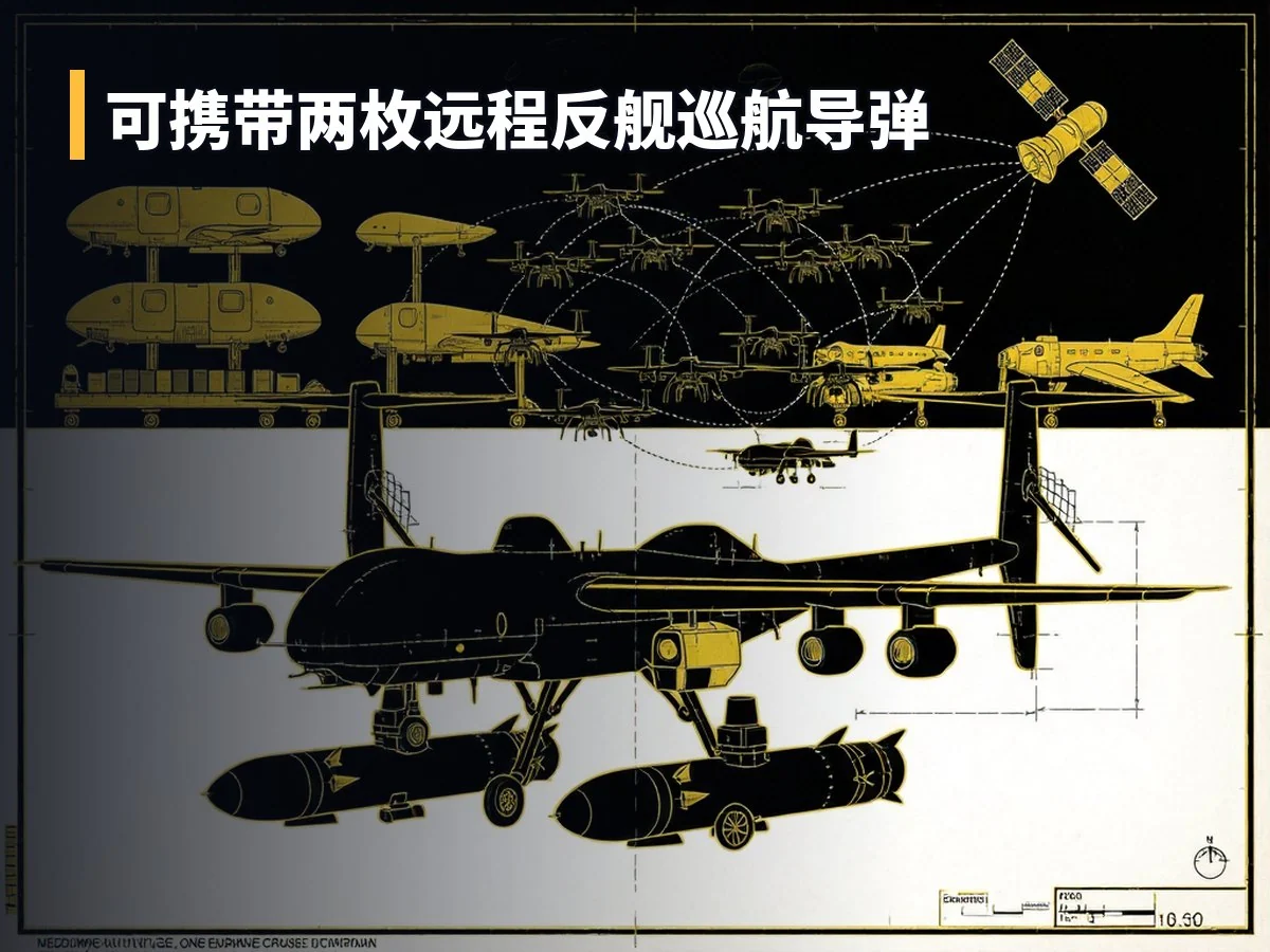 可携带两枚远程反舰巡航导弹