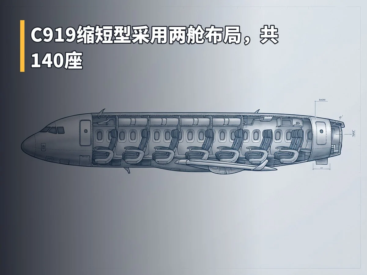 C919缩短型采用两舱布局，共140座