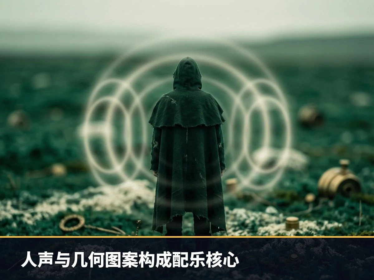 人声与几何图案构成配乐核心