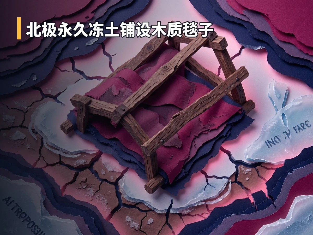 北极永久冻土铺设木质毯子
