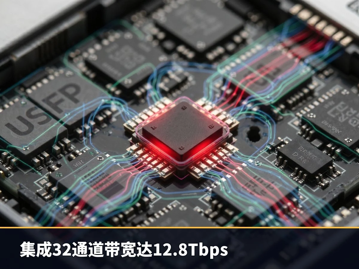 集成32通道带宽达12.8Tbps
