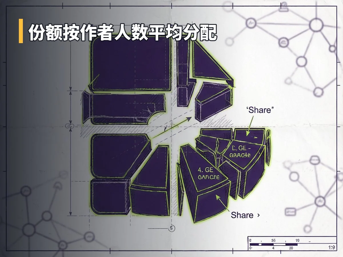 份额按作者人数平均分配